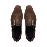 56-110-DBR Hebilla Monk Strap Italian Suede Calfskin Dark Brown - Zelli Italia - Flyclothing LLC