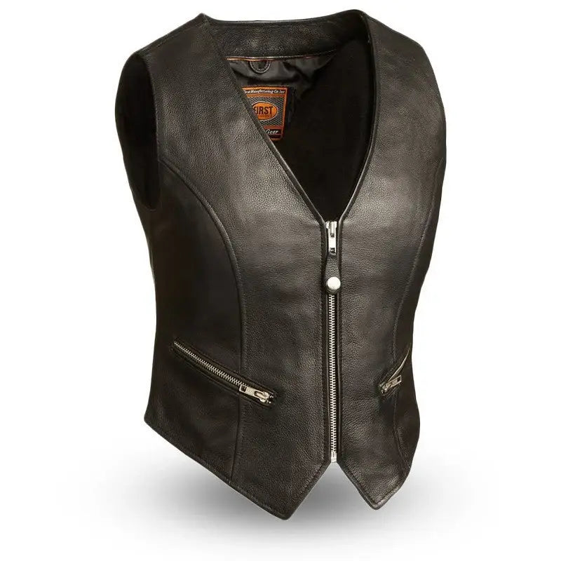 Montana Women's Motorcycle Leather Vest - First Manufacturing Company - Flyclothing LLC