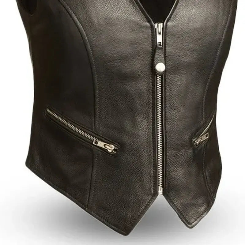 Montana Women's Motorcycle Leather Vest - First Manufacturing Company - Flyclothing LLC