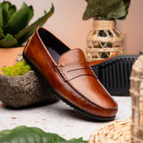 35-115-CGN MONZA Hand Burnished Italian Calfskin Driving Loafers Cognac - Zelli Italia - Flyclothing LLC