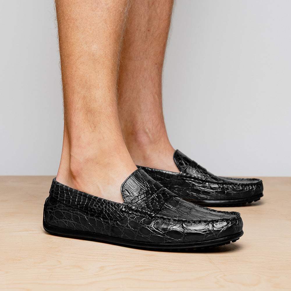 31-103-BKM MONZA Crocodile Driver, Black - Zelli Italia - Flyclothing LLC