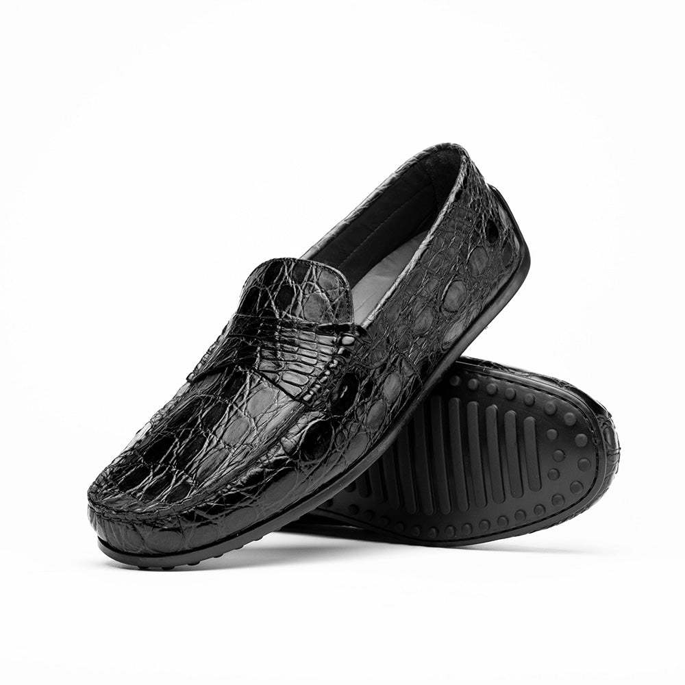 31-103-BKM MONZA Crocodile Driver, Black - Zelli Italia - Flyclothing LLC