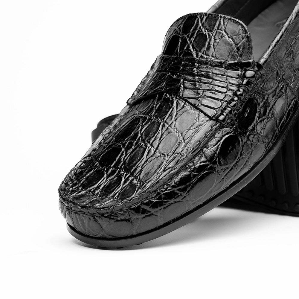 31-103-BKM MONZA Crocodile Driver, Black - Zelli Italia - Flyclothing LLC