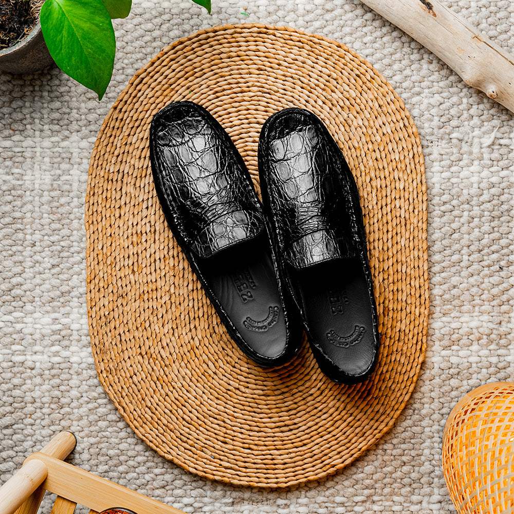31-103-BKM MONZA Crocodile Driver, Black - Zelli Italia - Flyclothing LLC
