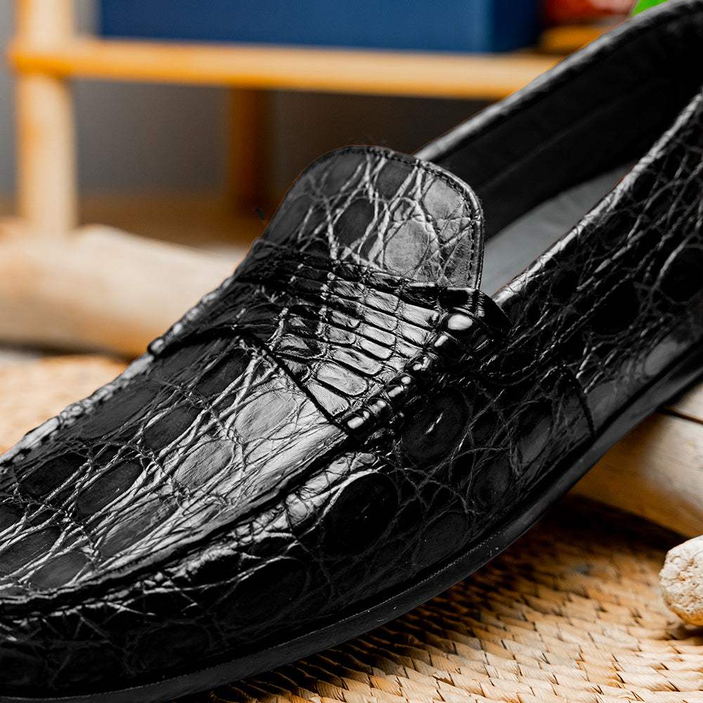 31-103-BKM MONZA Crocodile Driver, Black - Zelli Italia - Flyclothing LLC