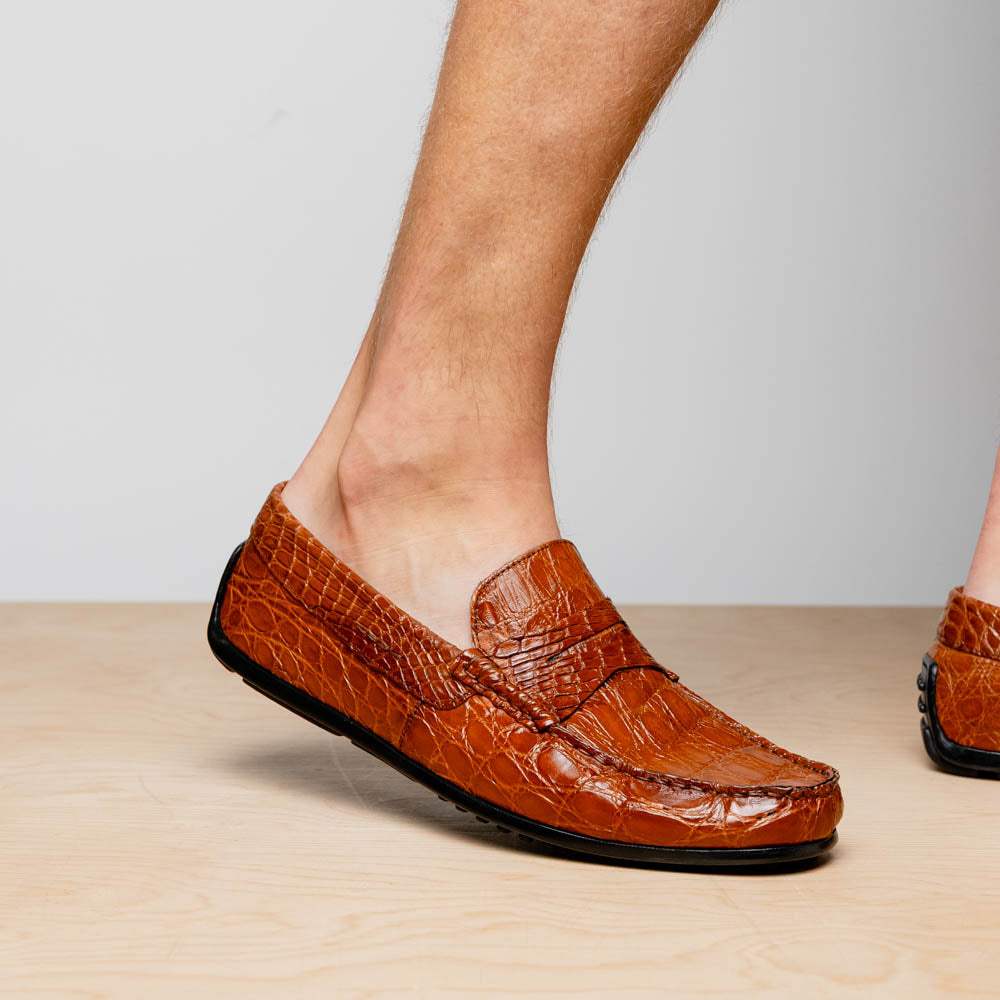 31-103-CGM MONZA Crocodile Driver, Cognac - Zelli Italia - Flyclothing LLC