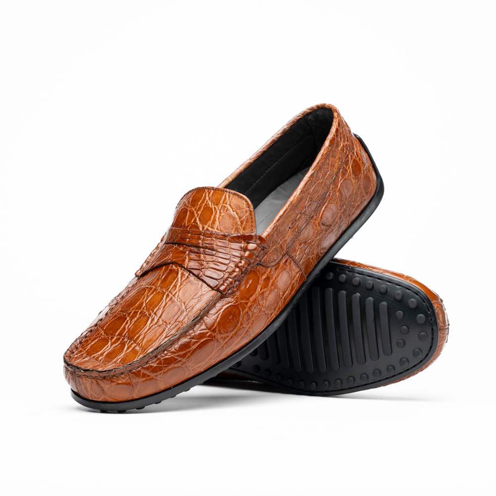 31-103-CGM MONZA Crocodile Driver, Cognac - Zelli Italia - Flyclothing LLC