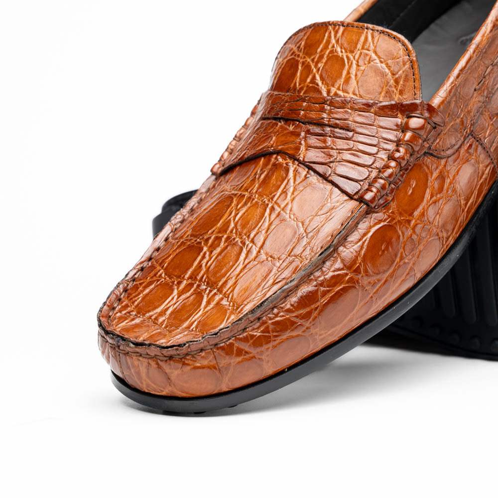 31-103-CGM MONZA Crocodile Driver, Cognac - Zelli Italia - Flyclothing LLC
