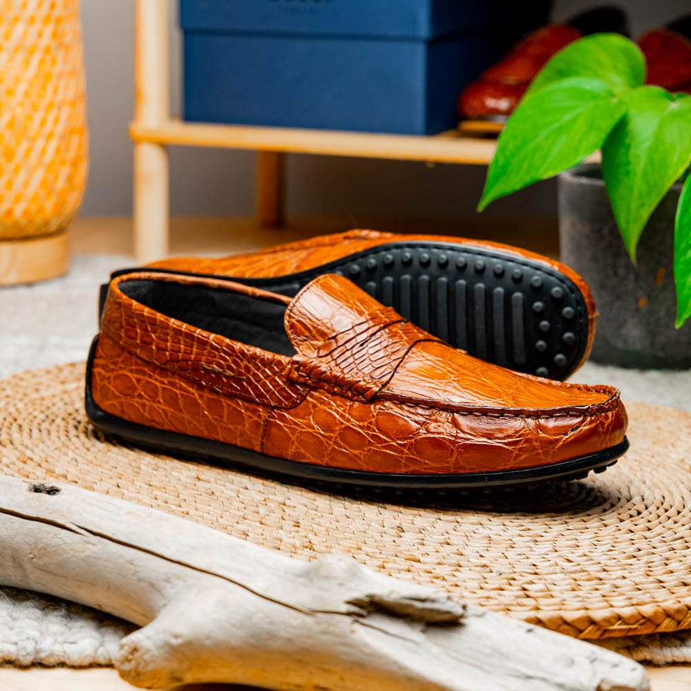 31-103-CGM MONZA Crocodile Driver, Cognac - Zelli Italia - Flyclothing LLC