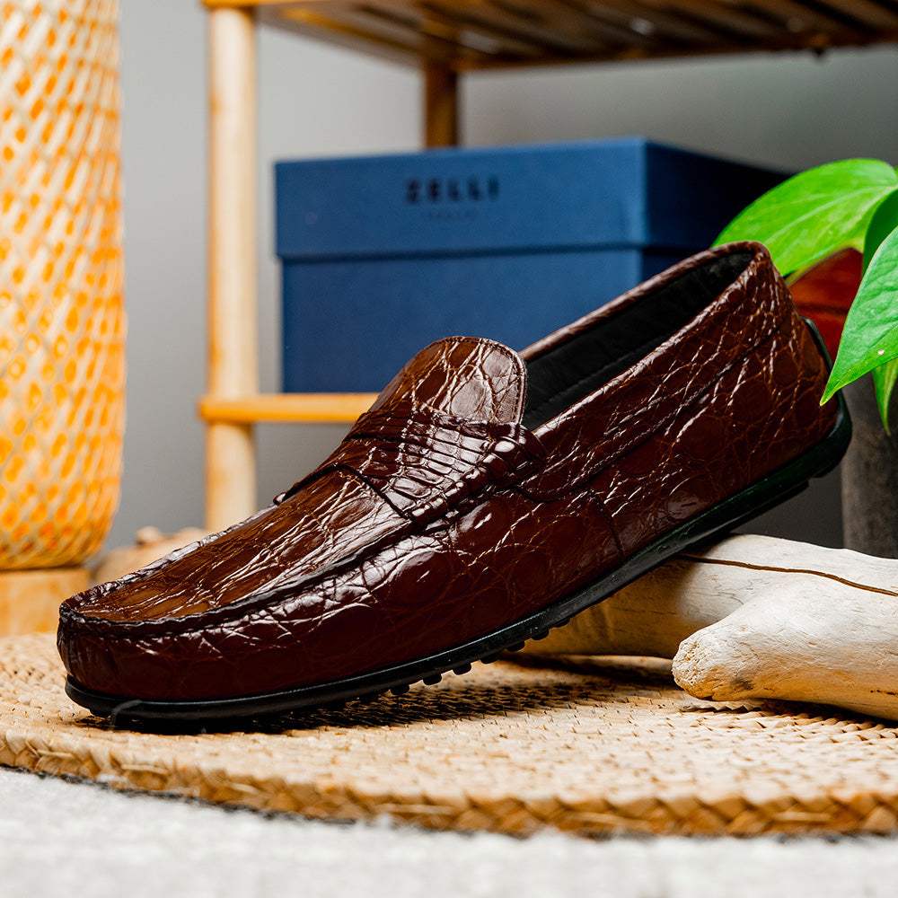 31-103-NIC MONZA Crocodile Driver, Nicotine - Zelli Italia - Flyclothing LLC