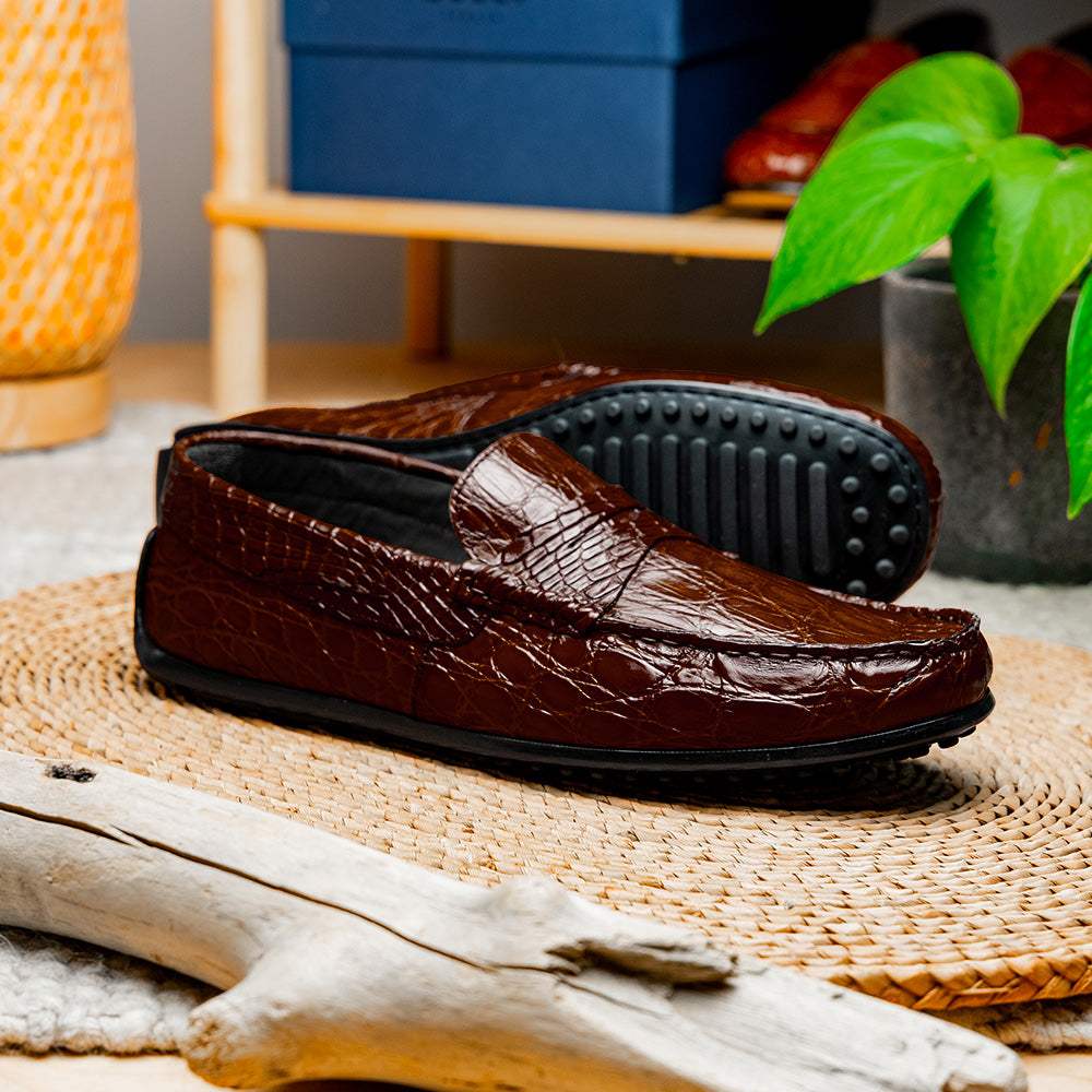 31-103-NIC MONZA Crocodile Driver, Nicotine - Zelli Italia - Flyclothing LLC