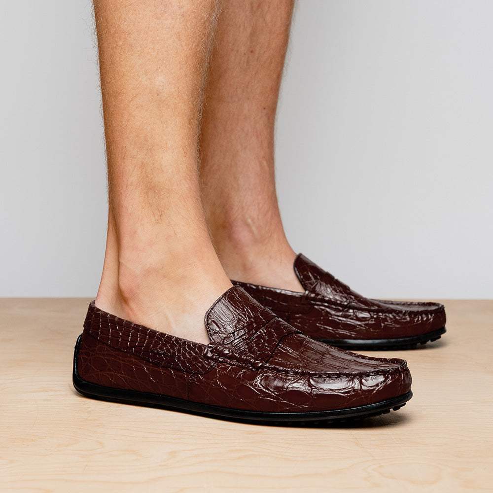 31-103-NIC MONZA Crocodile Driver, Nicotine - Zelli Italia - Flyclothing LLC