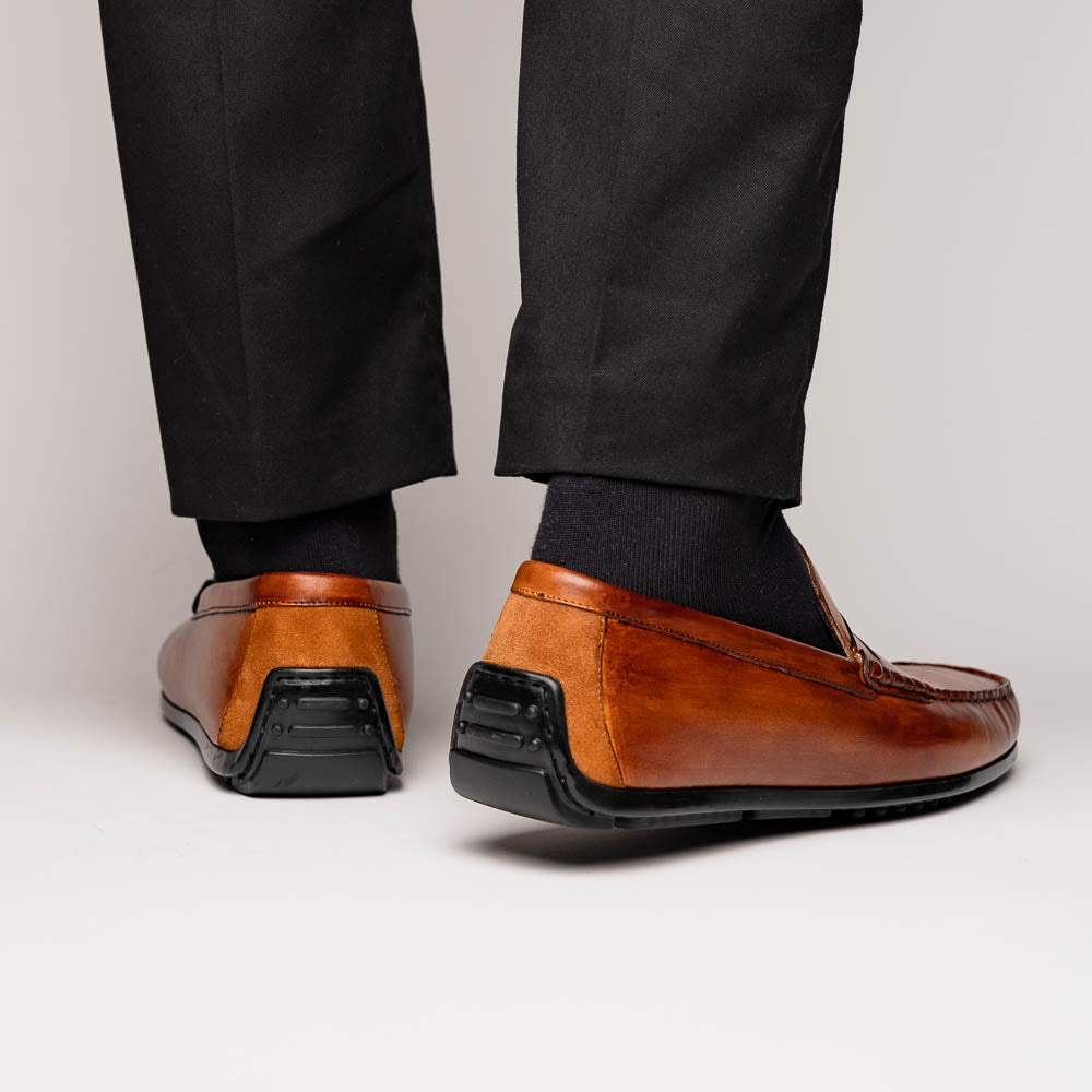 35-115-CGN MONZA Hand Burnished Italian Calfskin Driving Loafers Cognac - Zelli Italia - Flyclothing LLC