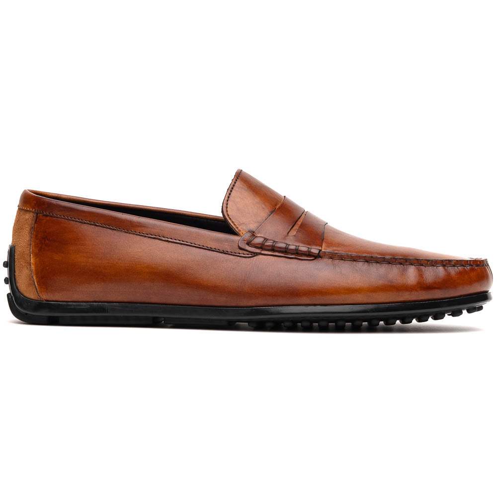 35-115-CGN MONZA Hand Burnished Italian Calfskin Driving Loafers Cognac - Zelli Italia - Flyclothing LLC