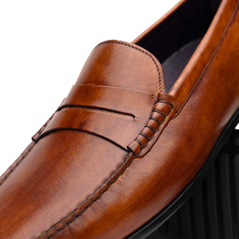 35-115-CGN MONZA Hand Burnished Italian Calfskin Driving Loafers Cognac - Zelli Italia - Flyclothing LLC