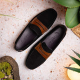 36-300-BLK MONZA Sueded Italian Calfskin Driver Black / Chestnut - Zelli Italia - Flyclothing LLC