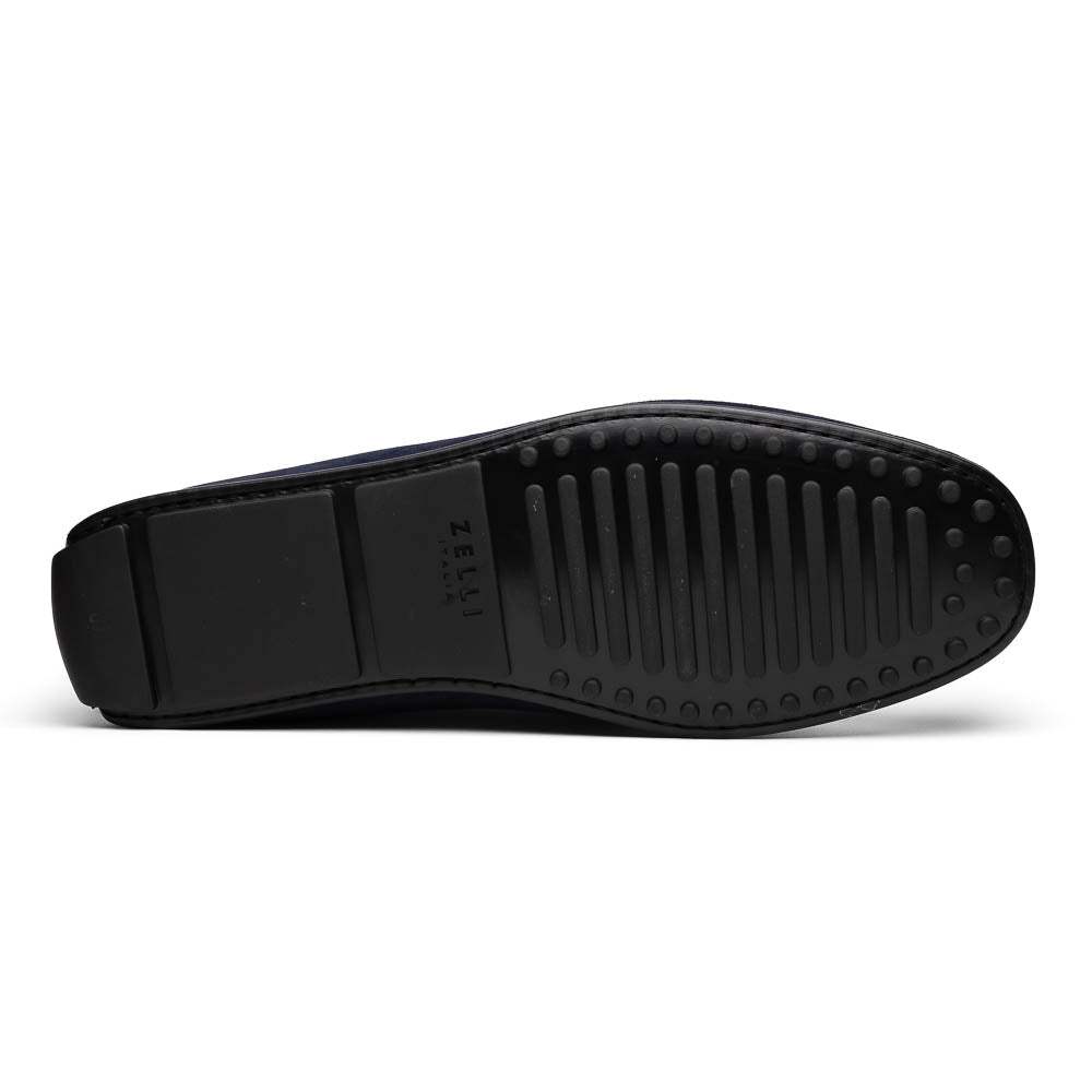 36-300-NVY MONZA Sueded Italian Calfskin Driver Navy / Chestnut - Zelli Italia - Flyclothing LLC