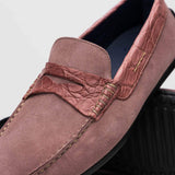 31-160-CDY MONZA Sueded Calfskin with Crocodile Driver Candy - Zelli Italia - Flyclothing LLC