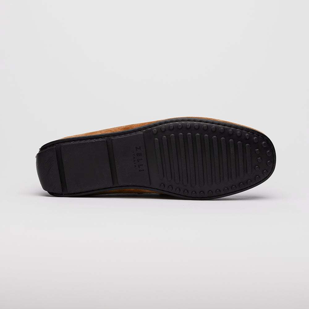 31-160-CGN MONZA Sueded Calfskin with Crocodile Driver, Cognac - Zelli Italia - Flyclothing LLC