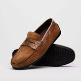 31-160-CGN MONZA Sueded Calfskin with Crocodile Driver, Cognac - Zelli Italia - Flyclothing LLC