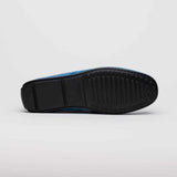 31-160-DNM MONZA Sueded Calfskin with Crocodile Driver Denim - Zelli Italia - Flyclothing LLC
