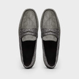 31-160-GRY MONZA Sueded Calfskin with Crocodile Driver, Grey - Zelli Italia - Flyclothing LLC