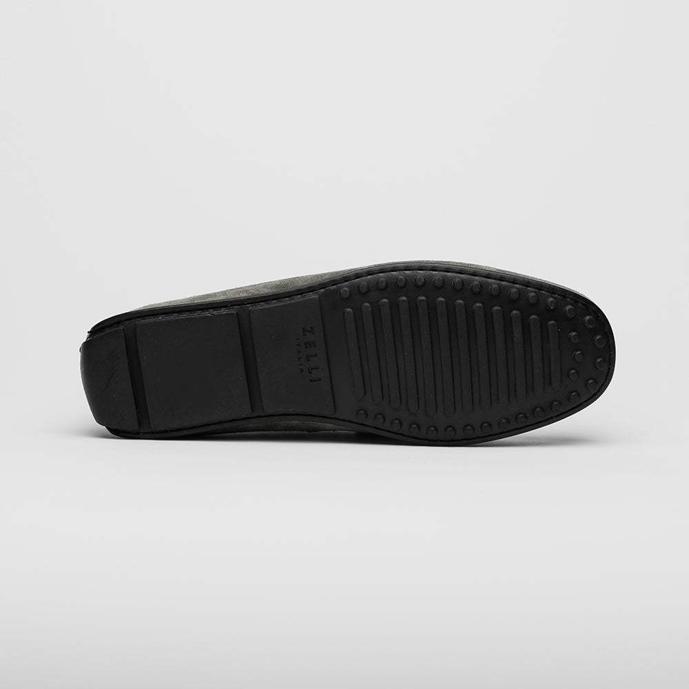 31-160-GRY MONZA Sueded Calfskin with Crocodile Driver, Grey - Zelli Italia - Flyclothing LLC