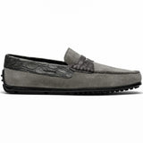 31-160-GRY MONZA Sueded Calfskin with Crocodile Driver, Grey - Zelli Italia - Flyclothing LLC