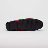 31-160-RED MONZA Sueded Calfskin with Crocodile Driver, Red - Zelli Italia - Flyclothing LLC