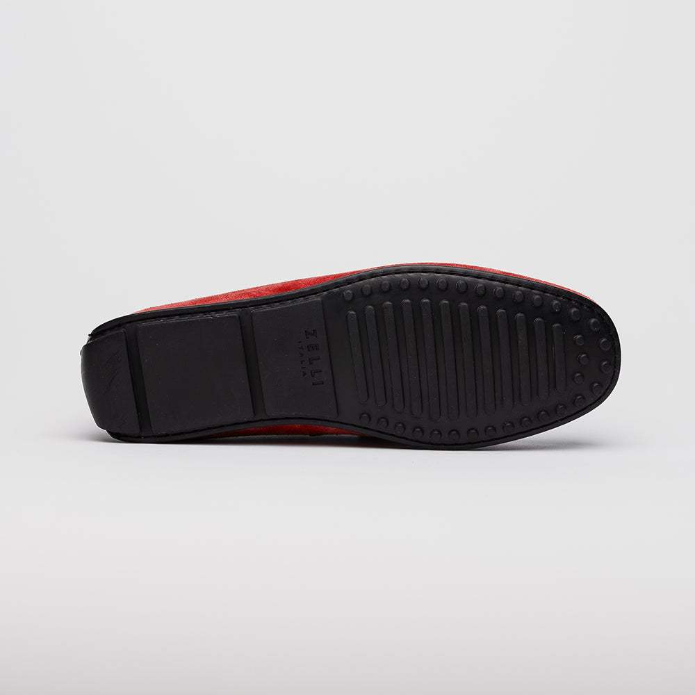31-160-RED MONZA Sueded Calfskin with Crocodile Driver, Red - Zelli Italia - Flyclothing LLC