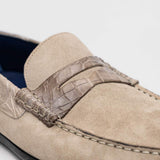 31-160-SND MONZA Sueded Calfskin with Crocodile Driver Sand - Zelli Italia - Flyclothing LLC