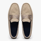 31-160-SND MONZA Sueded Calfskin with Crocodile Driver Sand - Zelli Italia - Flyclothing LLC