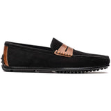 36-300-BLK MONZA Sueded Italian Calfskin Driver Black / Chestnut - Zelli Italia - Flyclothing LLC