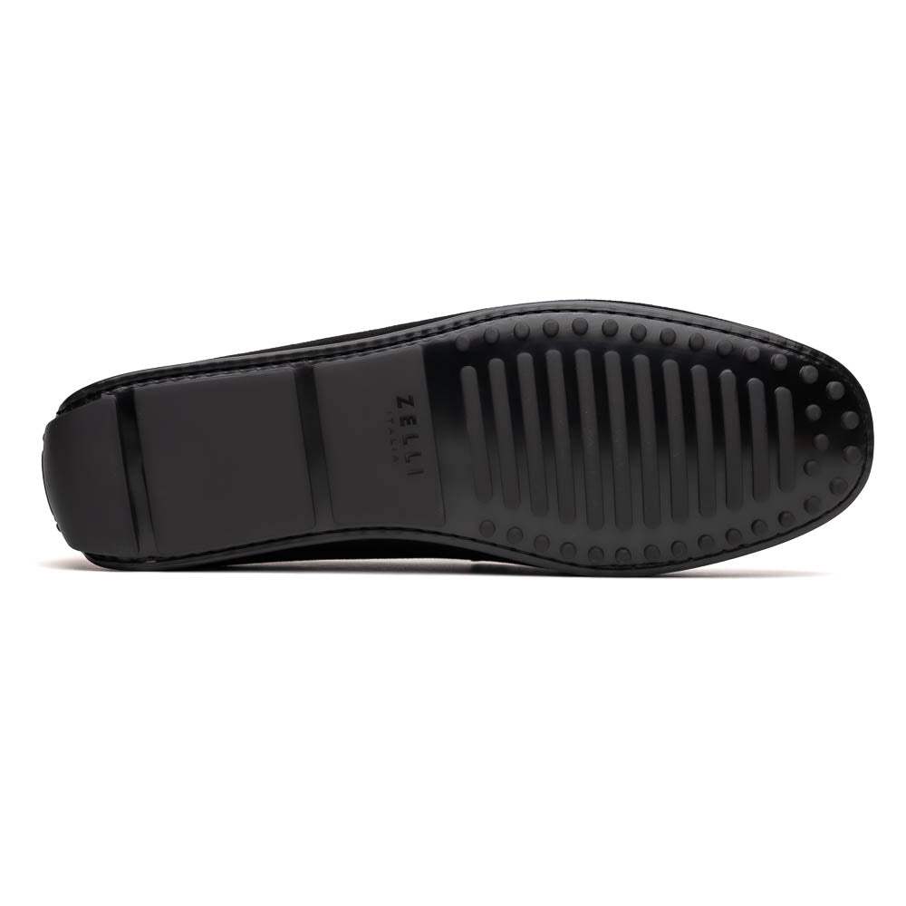 36-300-BLK MONZA Sueded Italian Calfskin Driver Black / Chestnut - Zelli Italia - Flyclothing LLC