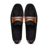 36-300-BLK MONZA Sueded Italian Calfskin Driver Black / Chestnut - Zelli Italia - Flyclothing LLC