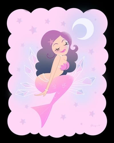 Black Market Art Company Moon Mermaid Print