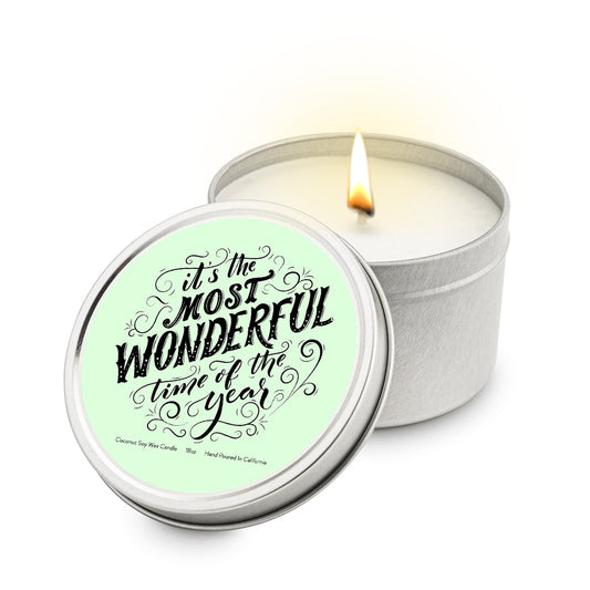 Its the Most Wonderful Time of Year 5.5 oz Soy Blend Travel Candle Tin - JGI