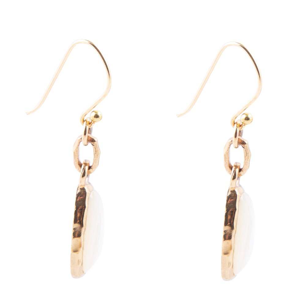 White Mother of Pearl Golden Drop Earrings - Barse Jewelry - Flyclothing LLC