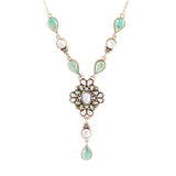 White Mother of Pearl and Blue Turquoise Golden Barcelona Y-Necklace