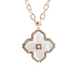 Maltese Cross White Mother of Pearl Golden Chain Pendant Necklace - Barse Jewelry