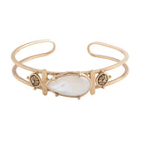 White Mother of Pearl Open Golden Cuff Bracelet - Barse Jewelry