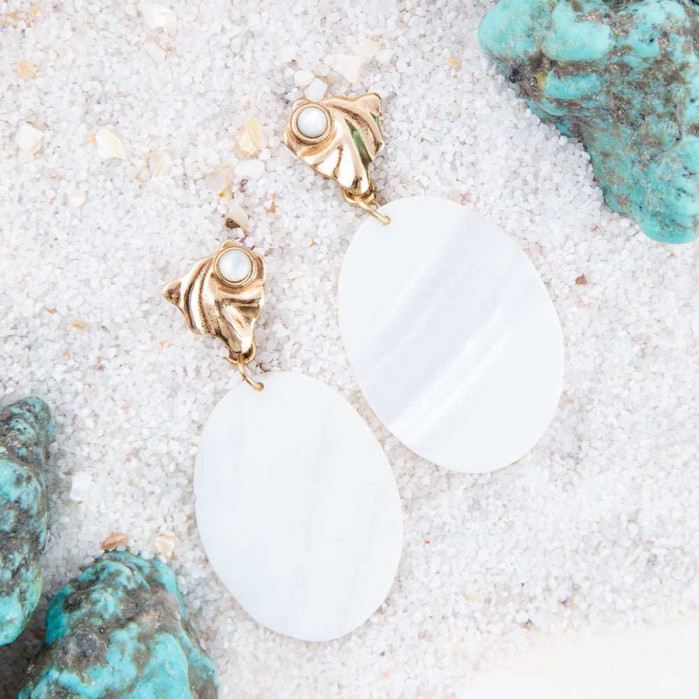 Mother of Pearl Slab Drop Earrings - Barse Jewelry - Flyclothing LLC