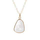 White Mother of Pearl Teardrop Golden Pendant Necklace - Barse Jewelry - Flyclothing LLC