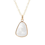 White Mother of Pearl Teardrop Golden Pendant Necklace - Barse Jewelry