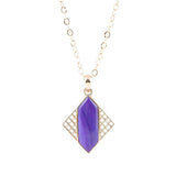 Motif Purple Agate and Golden Bronze Pendant Necklace - Barse Jewelry