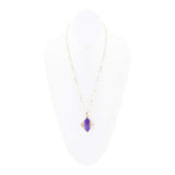 Motif Purple Agate and Golden Bronze Pendant Necklace - Barse Jewelry