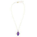 Motif Purple Agate and Golden Bronze Pendant Necklace - Barse Jewelry