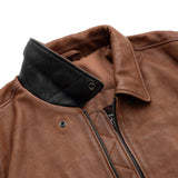 Moto Bomber - Men's Leather Jacket Cognac and Oxblood - First Manufacturing Company - Flyclothing LLC