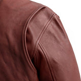Moto Bomber - Men's Leather Jacket Cognac and Oxblood - First Manufacturing Company - Flyclothing LLC