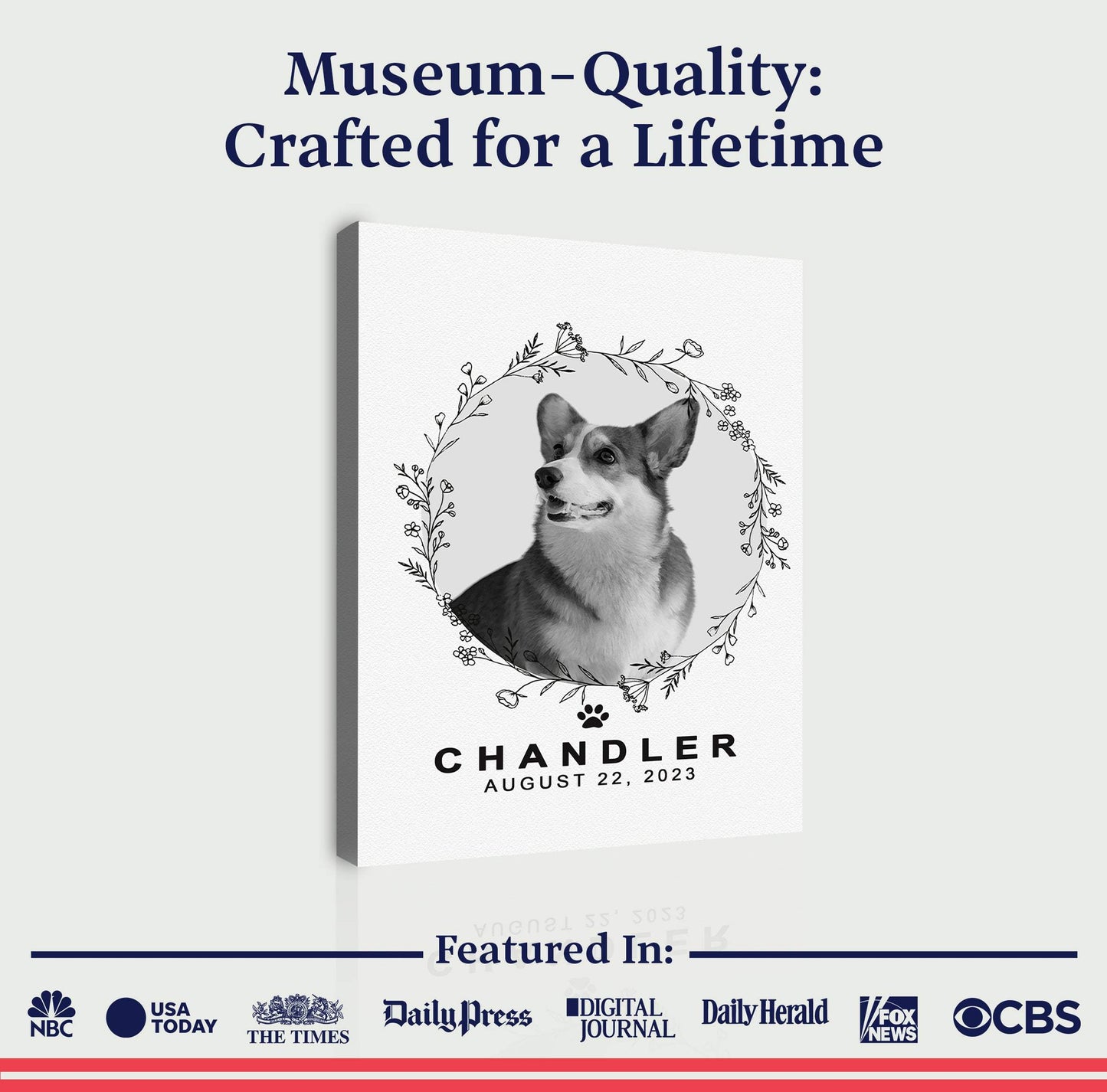 Pet Memorial Portrait Monochrome Sign - Tailored Canvases - Flyclothing LLC